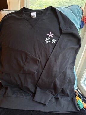 PINK Victoria's Secret Black Long Sleeve Pullover with Star Trio